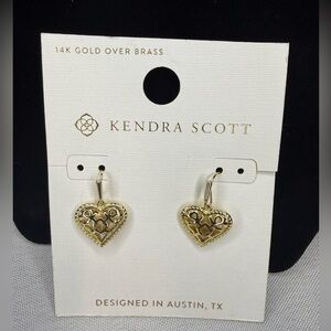 Kendra Scott Gold Heart Drop Earrings - NWT!
